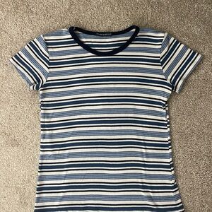 Brandy Melville Blue and White Striped Tee